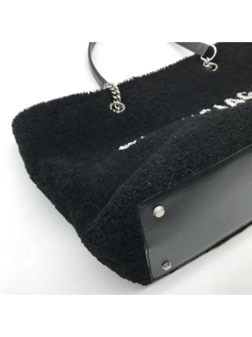 Balenciaga Tote Duty Chain Shearling Black